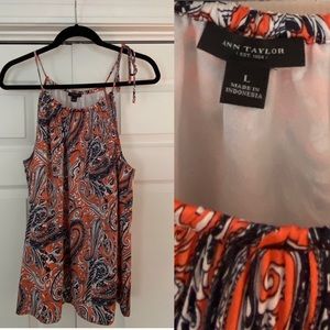 Sleeveless Orange, Blue & Cream Blouse